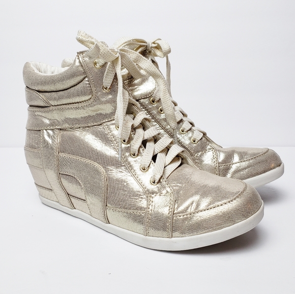 high top gold sneakers